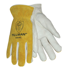 Tillman® Small Pearl And Bourbon Split Grain/Top Grain Cowhide Unlined Drivers Gloves