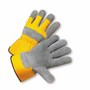 Protective Industrial Products 3X Green Premium Split Leather Palm Gloves With Canvas Back And Rubberized Safety Cuff