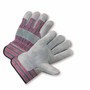 Protective Industrial Products Large Blue Standard Split Leather Palm Gloves With Canvas Back And Rubberized Safety Cuff