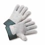 Protective Industrial Products Large Green Select Split Leather Palm Gloves With Leather Back And Rubberized Safety Cuff