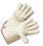 Protective Industrial Products Medium Natural Select Split Leather Palm Gloves With Canvas Back And Rubberized Gauntlet Cuff