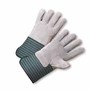 Protective Industrial Products Large Green Split Cowhide Palm Gloves With Full Leather Back And Gauntlet Cuff