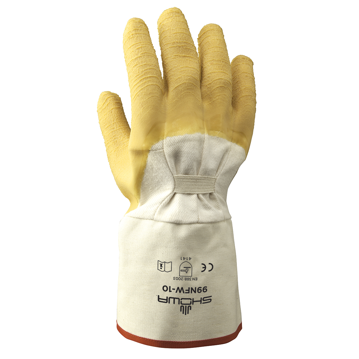 Airgas - B1399NFW-10 - SHOWA™ Size 10 Heavy Duty Natural Rubber Palm Coated  Work Gloves With Cotton Liner And Gauntlet Cuff