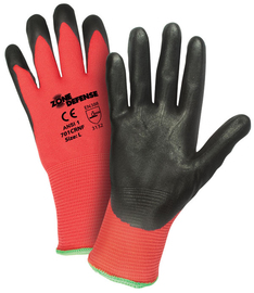 Protective Industrial Products Large G-Tek® 15 Gauge Black Nitrile Palm And Finger Coated Work Gloves With Red Nylon Liner And Knit Wrist