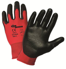 Protective Industrial Products X-Large G-Tek® 15 Gauge Black Polyurethane Palm And Finger Coated Work Gloves With Red Nylon Liner And Knit Wrist