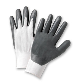 Protective Industrial Products Large G-Tek® 13 Gauge Gray Nitrile Palm And Finger Coated Work Gloves With White Polyester Liner And Knit Wrist