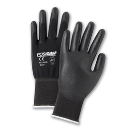 Protective Industrial Products Large G-Tek® PosiGrip® 13 Gauge Black Polyurethane Palm And Finger Coated Work Gloves With Black Nylon Liner And Knit Wrist