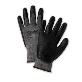 Protective Industrial Products X-Small G-Tek® PosiGrip® 15 Gauge Black Nitrile Palm And Finger Coated Work Gloves With Salt & Pepper Nylon Liner And Knit Wrist