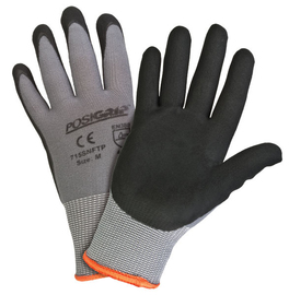 Protective Industrial Products 2X PosiGrip® 15 Gauge Black Nitrile Palm And Finger Coated Work Gloves With Gray Nylon And Spandex Liner And Knit Wrist