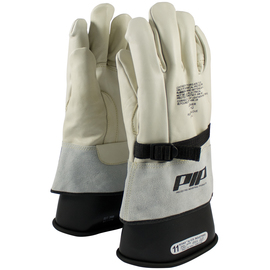 PIP® Size 10 Natural  Top Grain Cowhide Class 1 - 2 High Voltage Electrical Protector Linesmen Gloves With Gauntlet Cuff