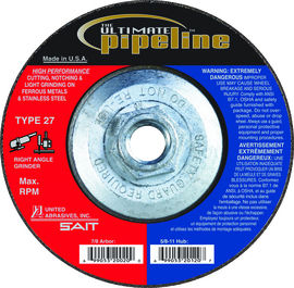 United Abrasives/SAIT 7" X 1/8" X 5/8" - 11" Ultimate Pipeline™ Proprietary Grain Type 27 Cut Off Wheel