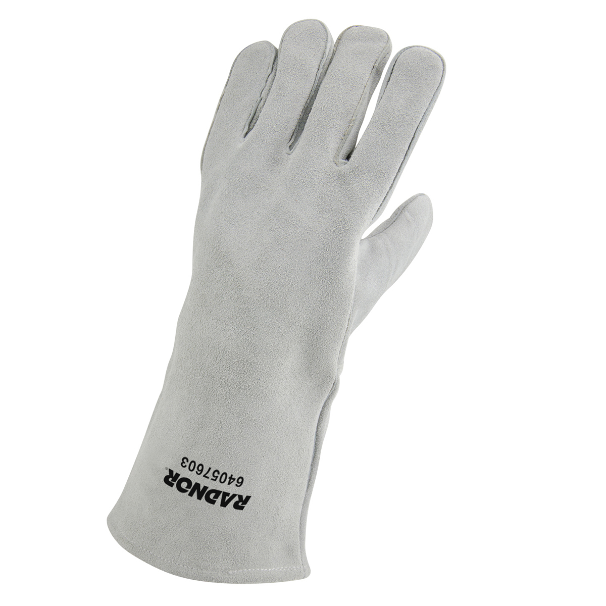 RADNOR X-Large 14 Gray Premium Grain Elkskin Foam Lined Welders Gloves 1 Pair 