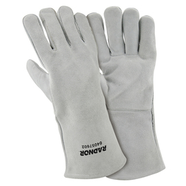 RADNOR™ Large 14" Gray Regular Cowhide Cotton Lined Hot/Heavy Material Handling Welders Gloves