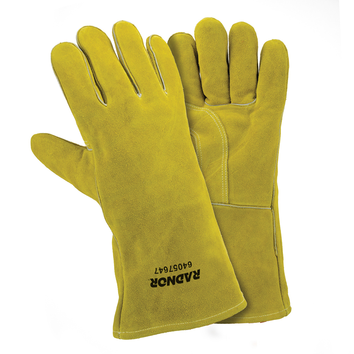 RADNOR Large 14 Blue Slightly Select Shoulder Split Cowhide Cotton/Foam Lined Stick Welders Gloves 2 Pairs