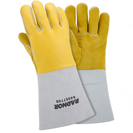 RADNOR™ X-Large 14" Gold Premium Leather/Elkskin Foam Lined Hot/Heavy Material Handling Welders Gloves