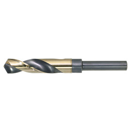 Drillco Series 1000C 5/8" X 6" Black And Gold Oxide Cobalt S&D Drill Bit With 1/2" X 2 1/4" Reduced Shank And 3" Spiral Flute