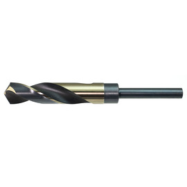 Drillco Nitro Series 1035N 1/2" X 6" Black And Gold Oxide HSS General Purpose Jobber Length Drill Bit With 3/8" Reduced Shank And 4 1/2" Spiral Flute
