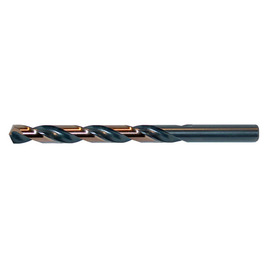 Drillco Series 400E 7/16" X 5 1/2" Black And Gold Oxide HSS Heavy Duty Jobber Length Drill Bit With Straight Shank And 4 1/16" Flute