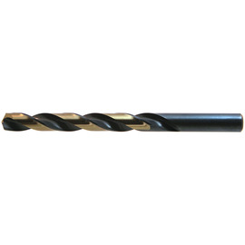 Drillco Nitro Series 400N 7/32" X 3 3/4" Black And Gold Oxide HSS Heavy Duty Jobber Length Drill Bit With Straight Shank And 2 1/2" Spiral Flute