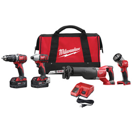 Milwaukee® M18™ 18 Volt 1800/2750 RPM/3200 SPM 4 Tool Cordless Combination Tool Kit