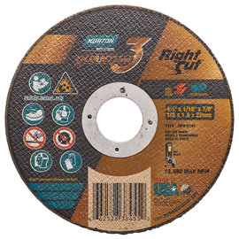 Norton® 4 1/2" X 1/16" X 7/8" Quantum3™ RightCut Ceramic Reinforced Type 1/41 Cut Off Wheel