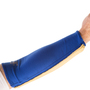 IMPACTO® Medium 11" X 12" Blue 4-Way Stretch Polycotton Forearm Protector With Visco-Elastic Polymer Foam Padding And Grain Leather Cover
