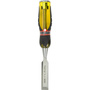 Stanley® 3/4" X 9" Chrome Carbon Alloy Steel FatMax® Chisel With Short Blade, Steel Thru-Tang™ Shaft, Striking Cap And Bi-Material Wood Handle Grip