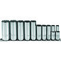 Stanley® 3/8" X 5/16" - 7/8" Proto® Torqueplus™ 10 Piece 12 Point SAE Deep Fully Polished Socket Set (Includes 9" Deep Socket Bar And (10) Clips)