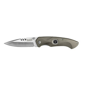 Klein Tools 7 31/32" Gray 440A Stainless Steel Knife With Anodized Aluminum Handle