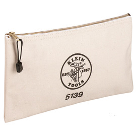 Klein Tools 12 1/2" X 7" White Canvas Zipper Bag