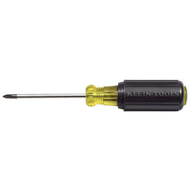 Klein Tools 6 3/4" Silver/Yellow/Black Chrome Plated Steel Cushion-Grip Screwdriver With Rubber Handle