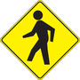 Accuform Signs® 24" X 24" Black/Yellow Engineer Grade Reflective Aluminum Parking And Traffic Sign "PEDESTRIAN CROSSING"