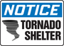 Accuform Signs® 10" X 14" Blue/Black/White Aluminum Safety Sign "NOTICE TORNADO SHELTER"