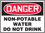 Accuform Signs® 7" X 10" Black/Red/White Adhesive Vinyl Safety Sign "DANGER NON-POTABLE WATER DO NOT DRINK"