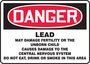 Accuform Signs® 7" X 10" White/Red/Black Aluminum Safety Sign "DANGER LEAD MAY DAMAGE FERTILITY OR THE UNBORN CHILD CAUSES DAMAGE TO THE CENTRAL NERVOUS SYSTEM DO NOT EAT DRINK OR SMOKE IN THIS AREA"