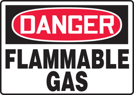Accuform Signs® 10" X 14" Black/Red/White Adhesive Vinyl Safety Sign "DANGER FLAMMABLE GAS"