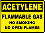Accuform Signs® 10" X 14" Yellow/Black Aluminum Safety Sign "ACETYLENE FLAMMABLE GAS NO SMOKING NO OPEN FLAMES"