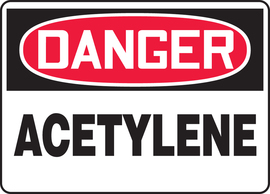 Accuform Signs® 10" X 14" White/Red/Black Aluminum Safety Sign "DANGER ACETYLENE"