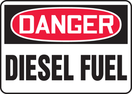 Accuform Signs® 7" X 10" Black/White/Red Adhesive Vinyl Safety Sign "DANGER DIESEL FUEL"