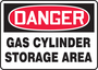 Accuform Signs® 7" X 10" White/Red/Black Plastic Safety Sign "DANGER GAS CYLINDER STORAGE AREA"