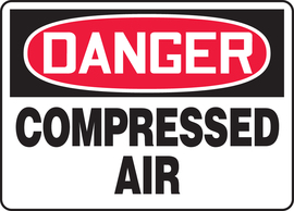 Accuform Signs® 10" X 14" Red/Black/White Adhesive Vinyl Safety Sign "DANGER COMPRESSED AIR"