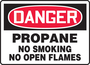Accuform Signs® 7" X 10" Red/Black/White Dura-Plastic Safety Sign "DANGER PROPANE NO SMOKING NO OPEN FLAMES"