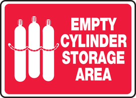 Accuform Signs® 10" X 14" Red/White Adhesive Vinyl Safety Sign "EMPTY CYLINDER STORAGE AREA"
