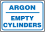 Accuform Signs® 7" X 10" Blue/White Aluminum Safety Sign "ARGON EMPTY CYLINDERS"