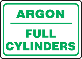 Accuform Signs® 10" X 14" Green/White Dura-Plastic Safety Sign "ARGON FULL CYLINDERS"