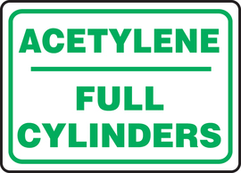 Accuform Signs® 7" X 10" Green/White Plastic Safety Sign "ACETYLENE FULL CYLINDERS"