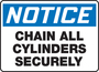 Accuform Signs® 7" X 10" White/Blue/Black Aluminum Safety Sign "NOTICE CHAIN ALL CYLINDERS SECURELY"