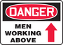 Accuform Signs® 7" X 10" White/Red/Black Plastic Safety Sign "DANGER MEN WORKING ABOVE"