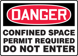 Accuform Signs® 10" X 14" White/Red/Black Adhesive Dura-Vinyl™ Safety Sign "DANGER CONFINED SPACE PERMIT REQUIRED DO NOT ENTER"