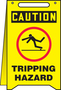 Accuform Signs® 20" X 12" Red/Black/Yellow Plastic Fold-Ups® Floor Sign "CAUTION TRIPPING HAZARD"